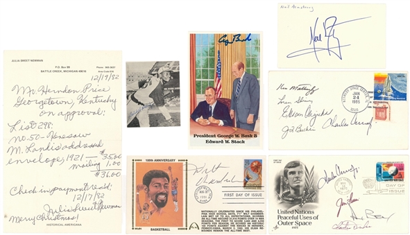 20th Century Sports, Political and Astronaut Icons Signed Flats Collection (7 Pieces) – Including Wilt Chamberlain, Neil Armstrong and George H.W. Bush (JSA Auction LOA)